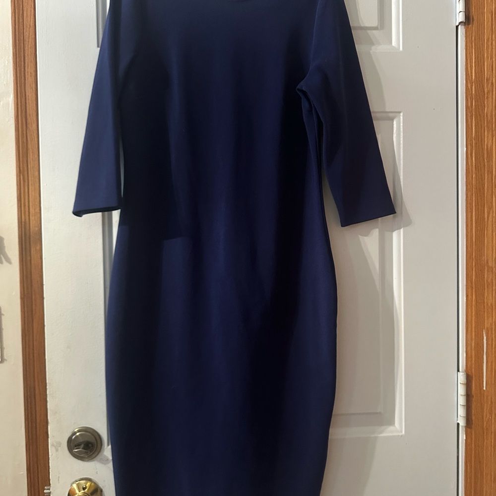 Express 3/4 Sleeve Sheath Dress V-back w/ good zipper. Size large.‎